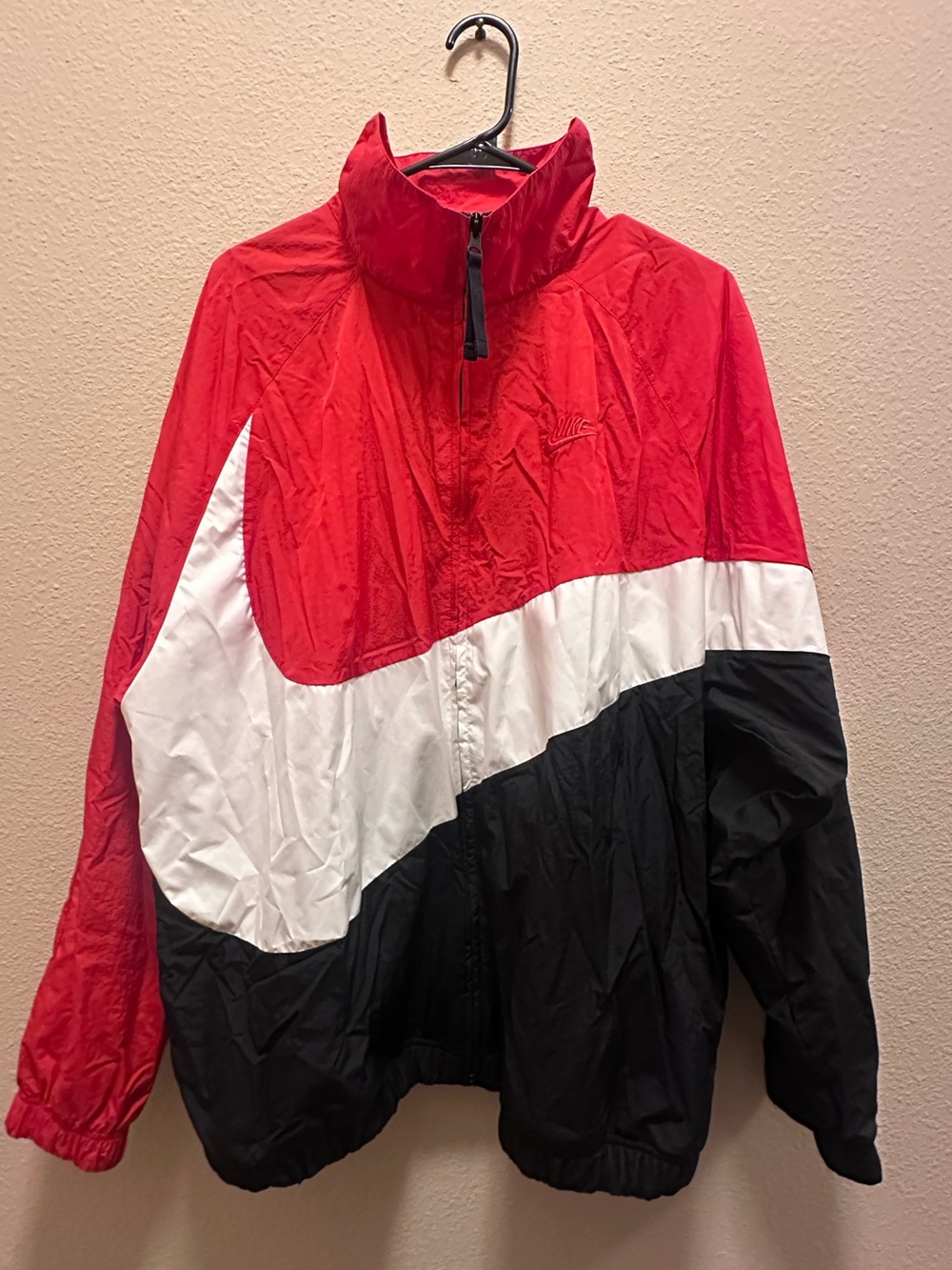 Nike Red White Black Colorblock Bomber Jacket